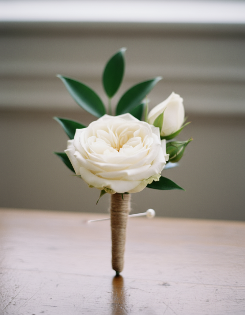 Timeless Collection White Floral Boutonnière