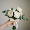 Small White bridesmaid bouquet with eucalyptus and white ribbon