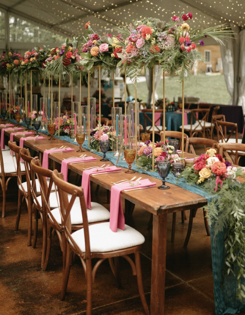 Red Punch Design created a colorful and fun Tent wedding at Shermichael Woods